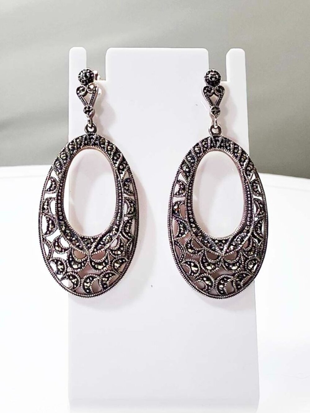 Sterling Silver Marcasite Post Earrings